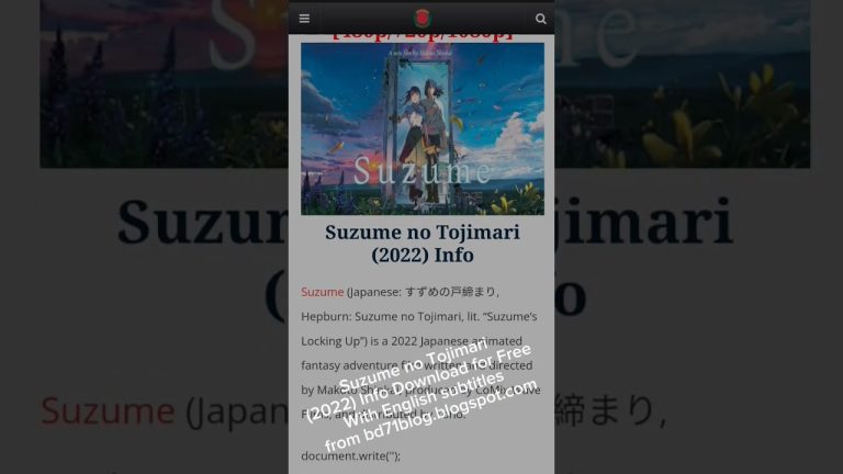 Download the Suzume movie from Mediafire